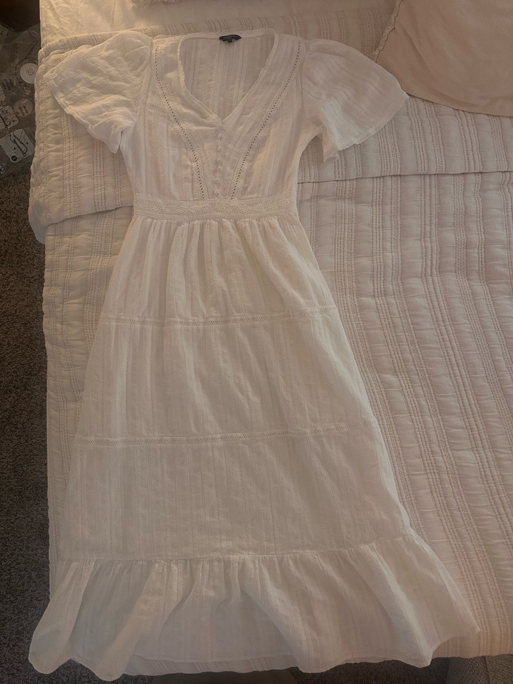 FRNCH White Cotton Midi Dress